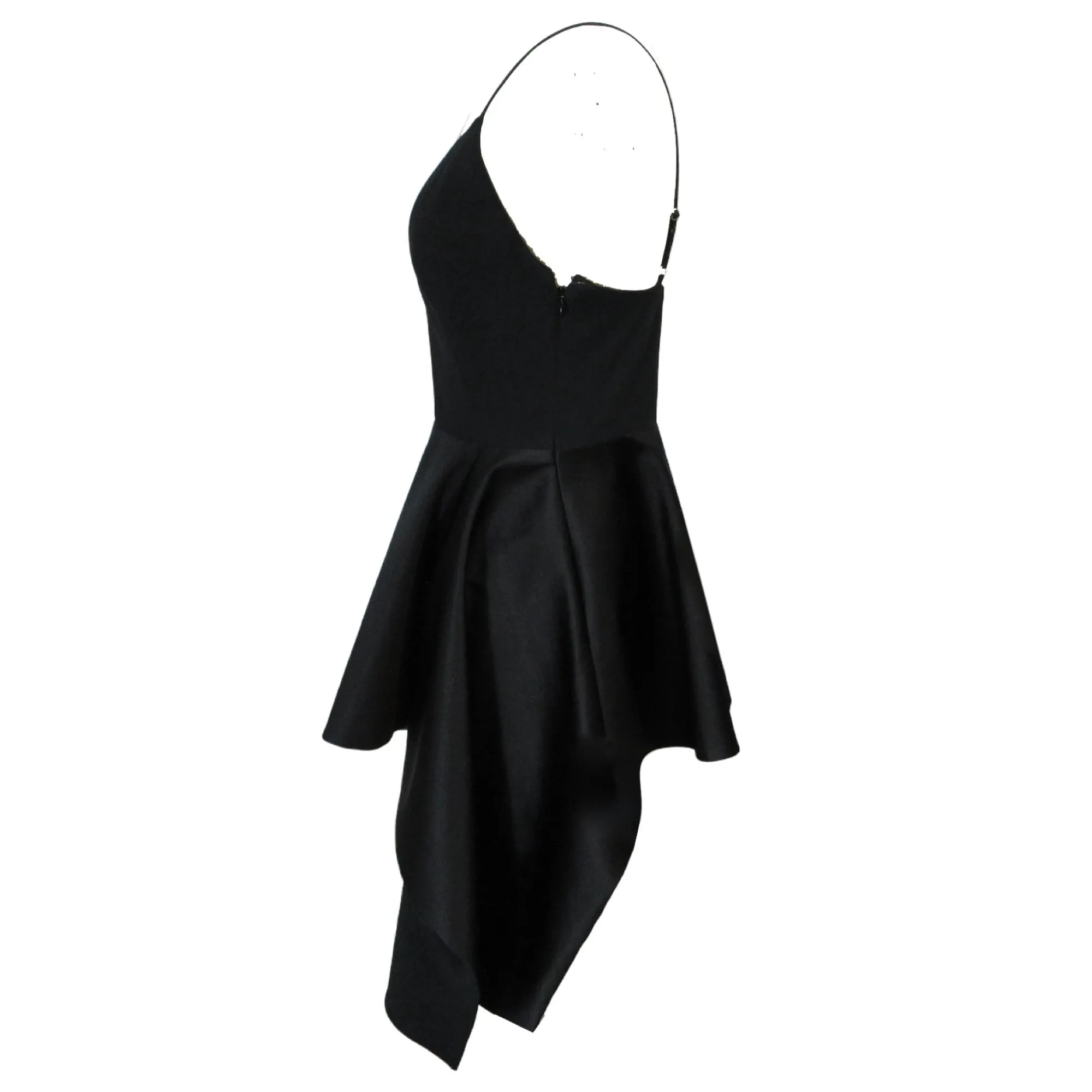 Alexander McQueen Black 2023 Asymmetric Satin Peplum Top