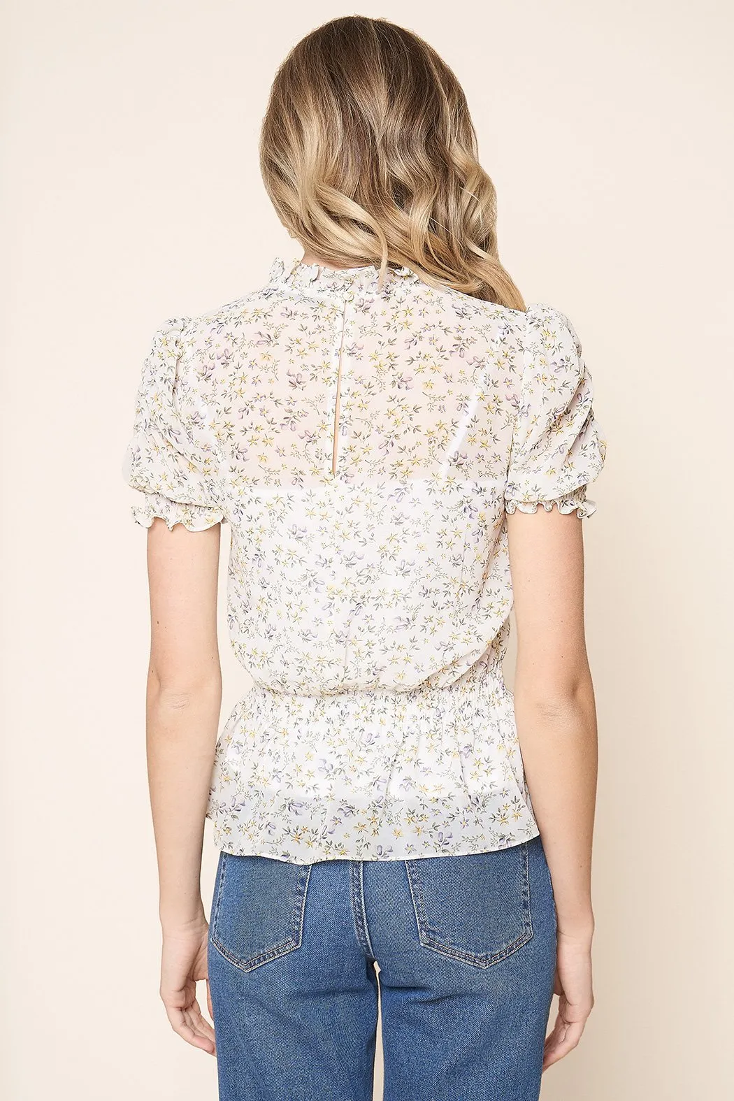 Alexandria Floral Puff Short Sleeve Blouse