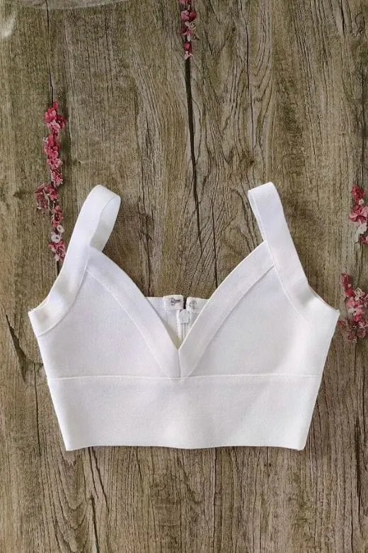 Bee Bandage Crop Top - Pearl White