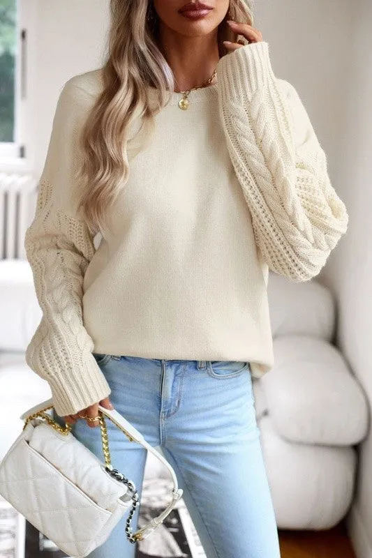 Cable Knit Sleeve Sweater *Online Only*