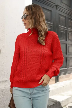 Cable-Knit Turtleneck Sweater