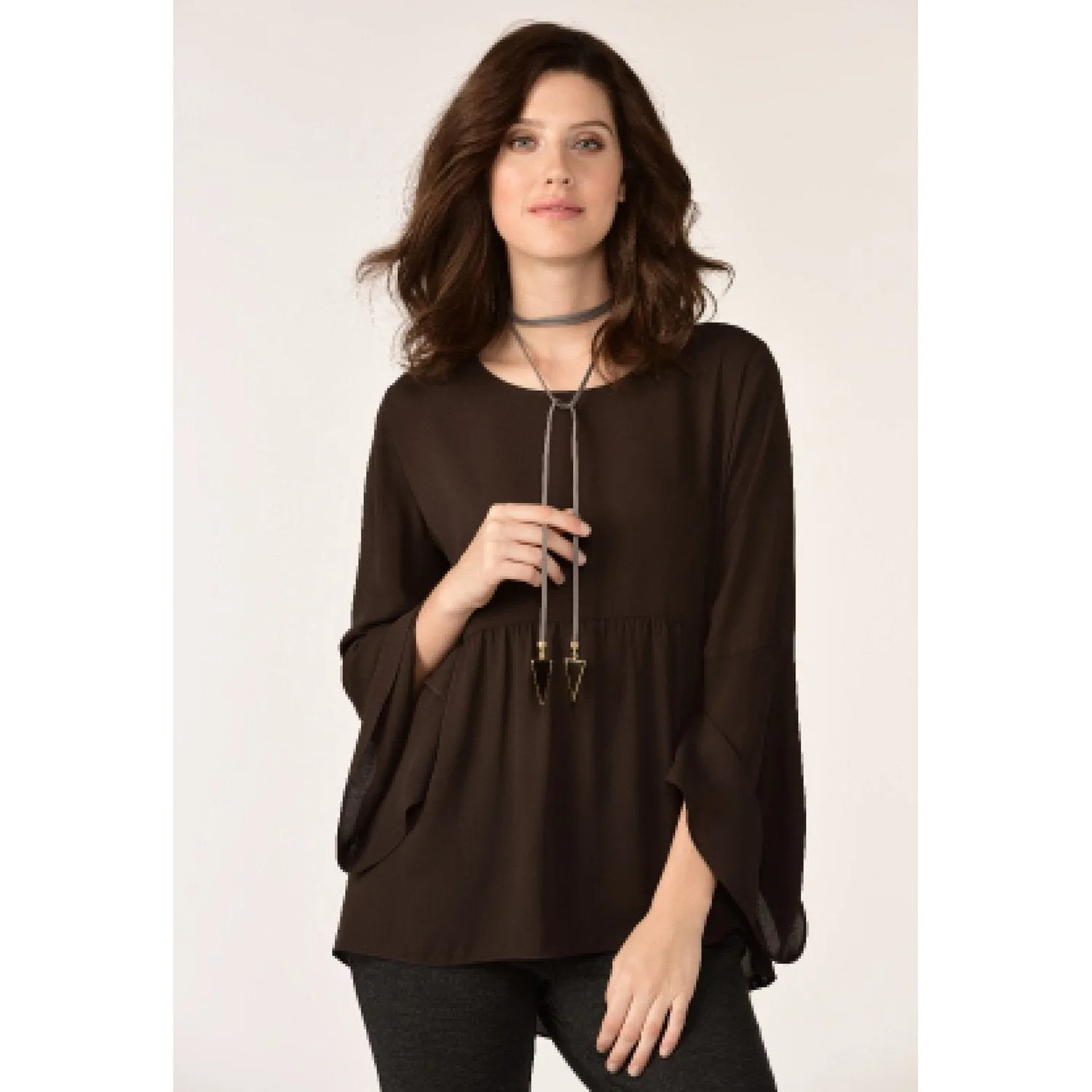 Charlie Paige Zoe Blouse - Brown