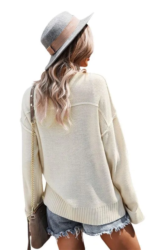 Chunky Knit V-Neck Sweater