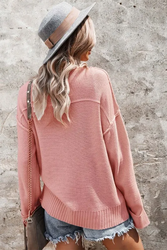 Chunky Knit V-Neck Sweater