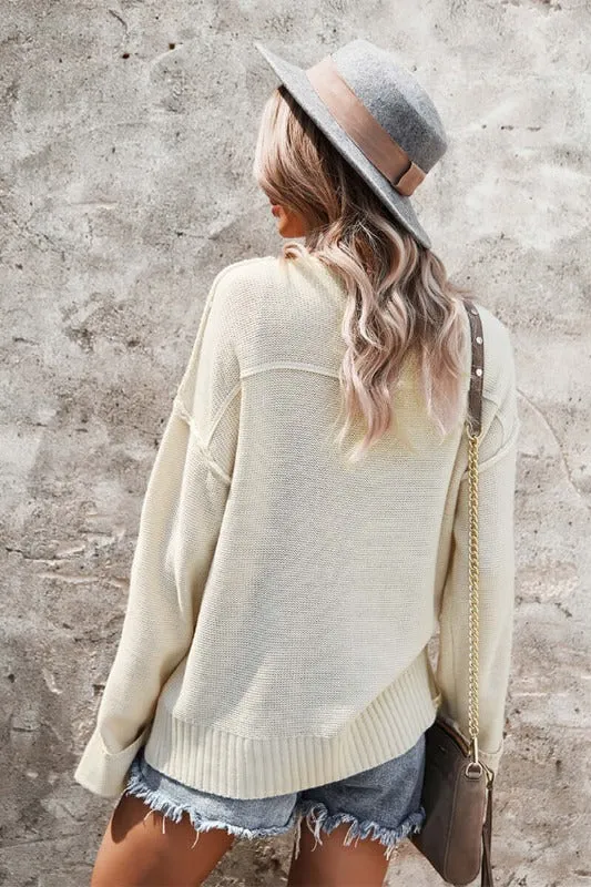 Chunky Knit V-Neck Sweater