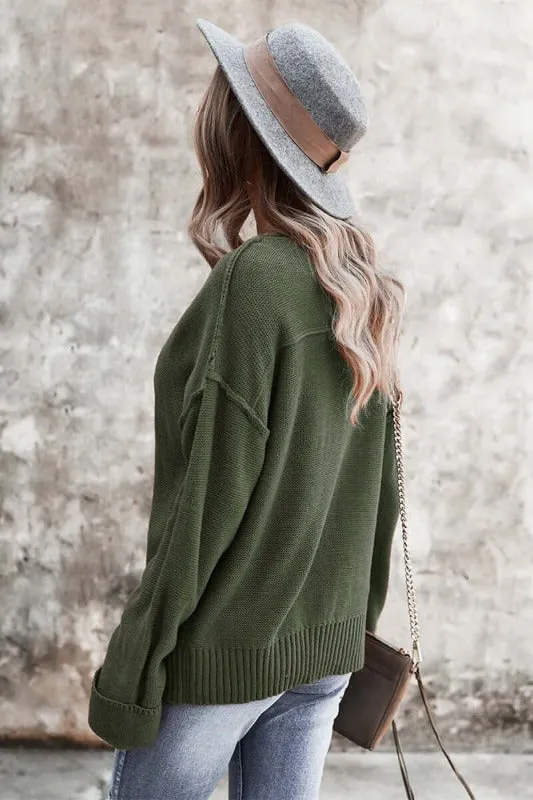 Chunky Knit V-Neck Sweater