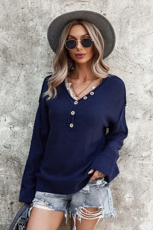 Chunky Knit V-Neck Sweater