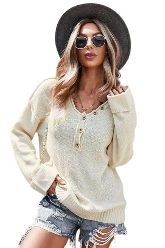 Chunky Knit V-Neck Sweater