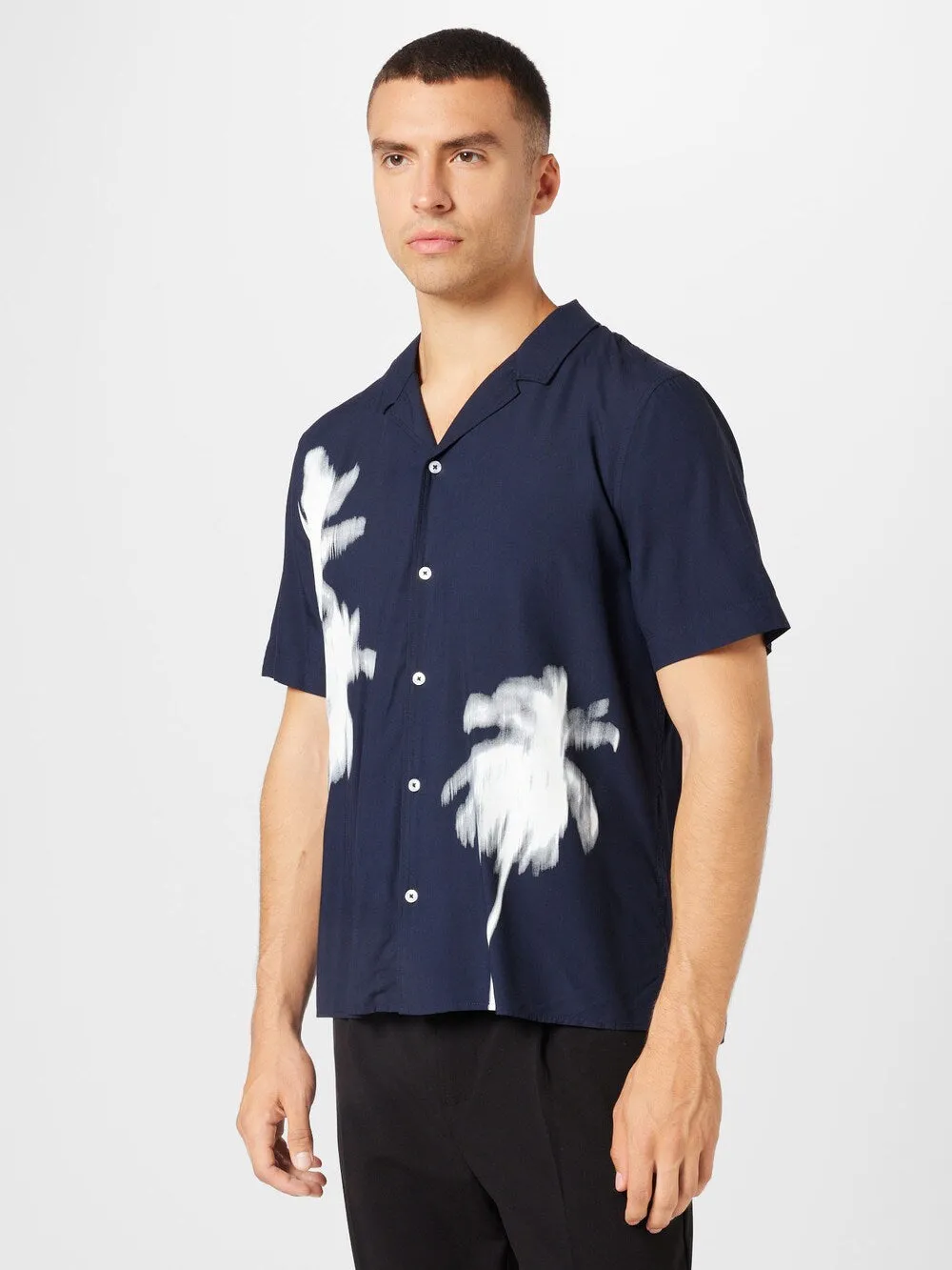 Comfortable button-down shirt Sliver, dark blue