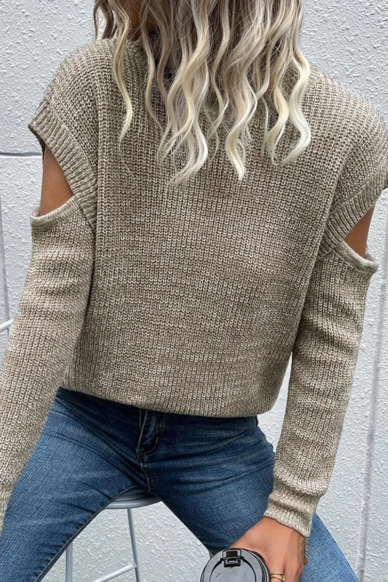 CUT OFF DETAILED TURTLE NECK SWATER