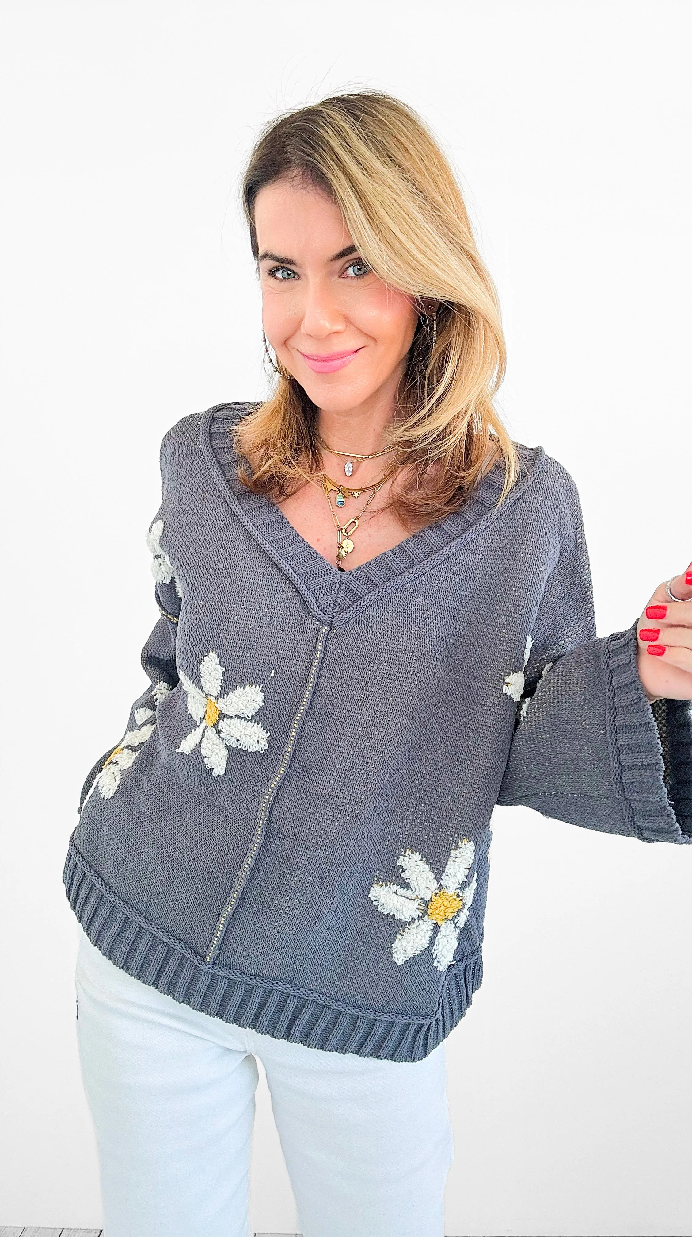 Daisy V-Neck Sweater