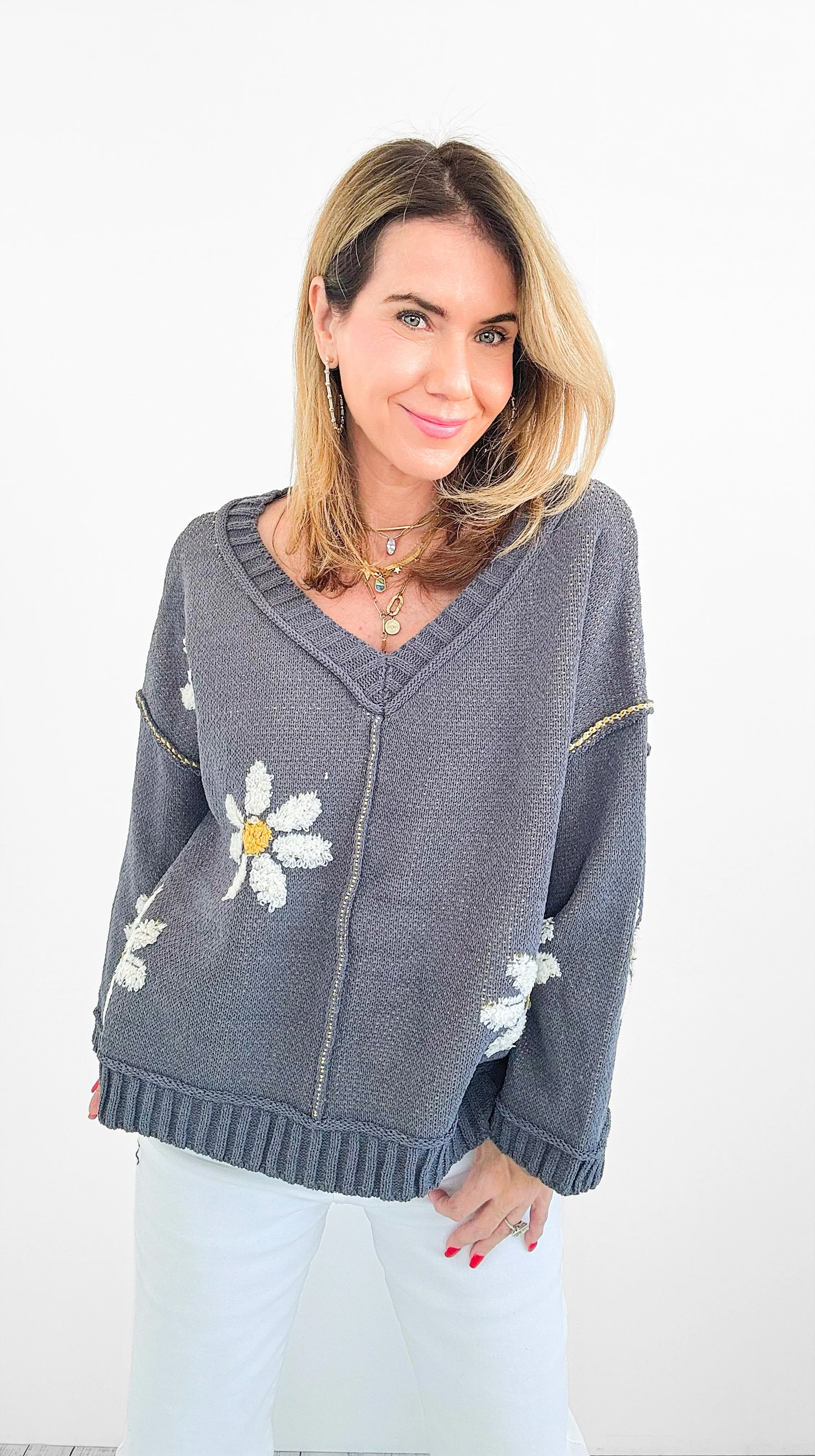 Daisy V-Neck Sweater