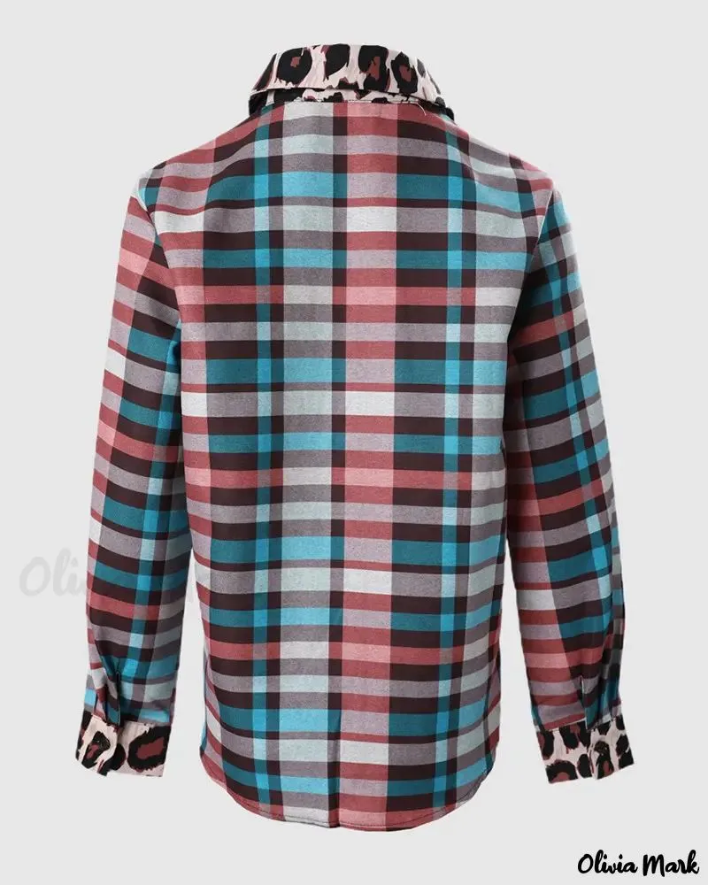 Deanwangkt - Checked Leopard Print Long Sleeve Shirt