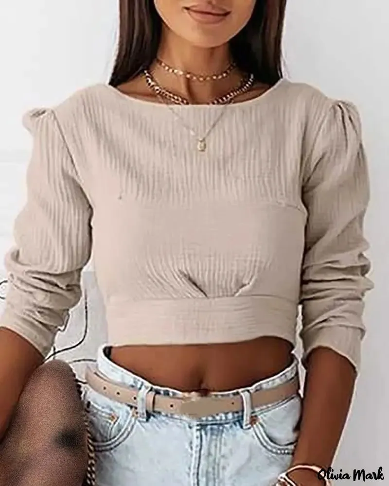 Deanwangkt - Tie Detail Long Sleeve Halter Top