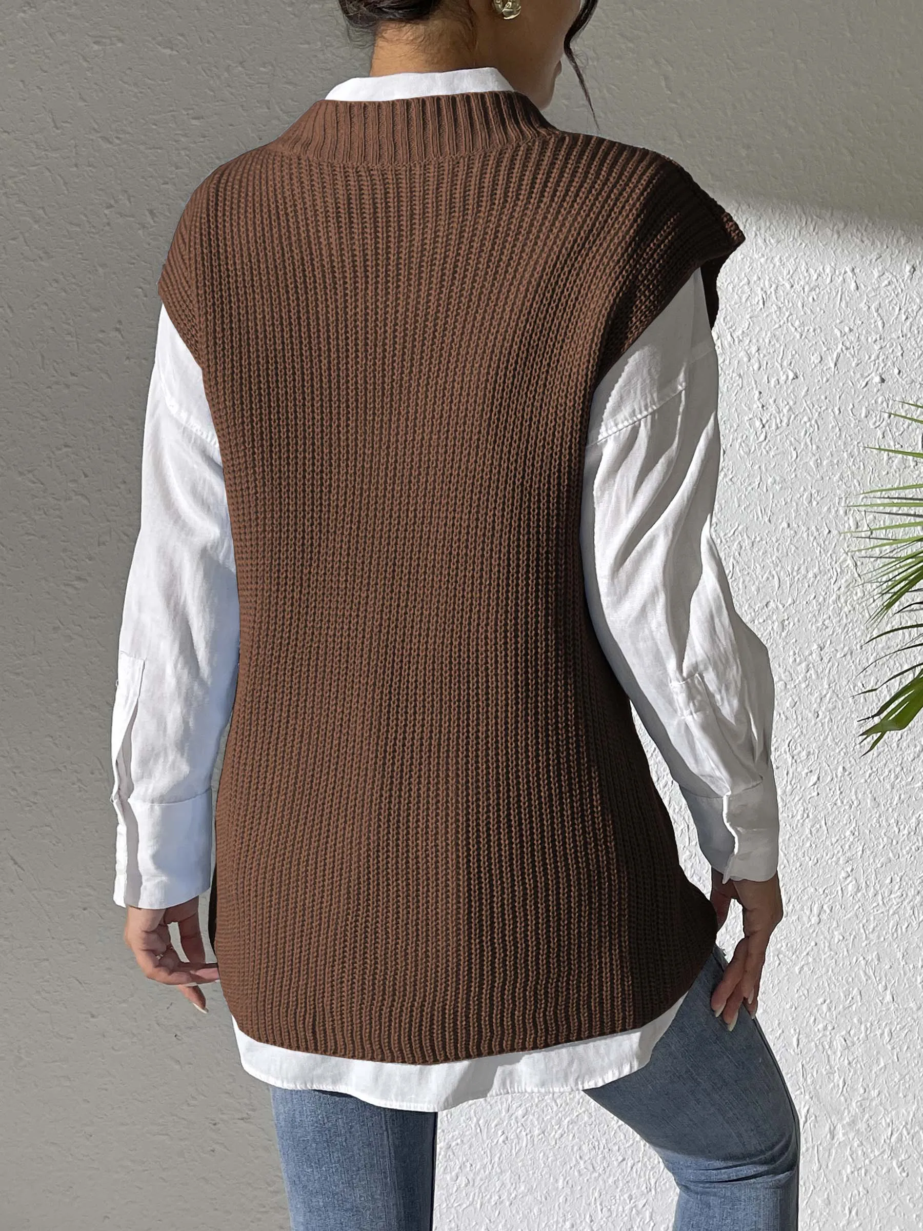 Flower V-Neck Sweater Vest