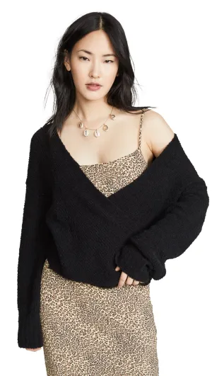 Free People Sensual Wrap Sweater Black