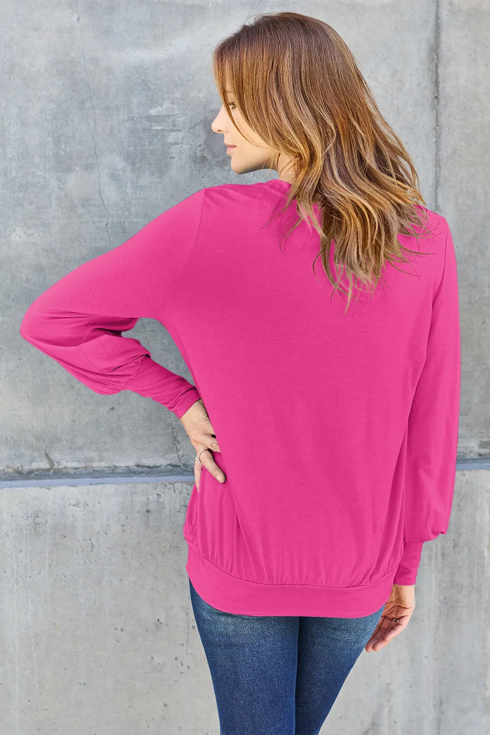 Full Size V-Neck Lantern Sleeve Top