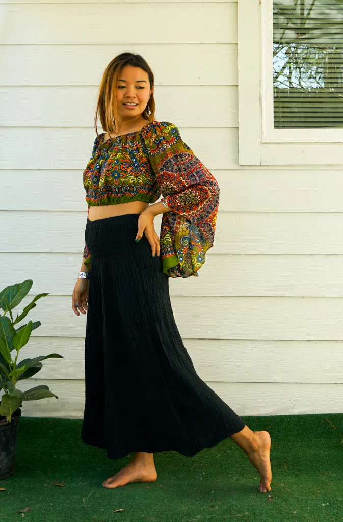 Green Mandala Bell Sleeves Top