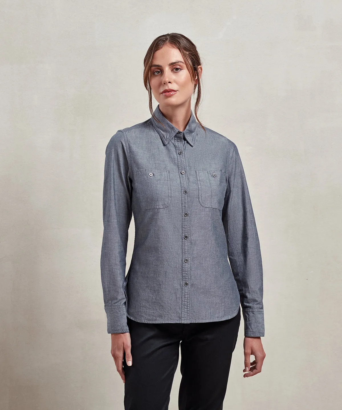 Grey Denim - Women’s Chambray shirt, organic and Fairtrade certified