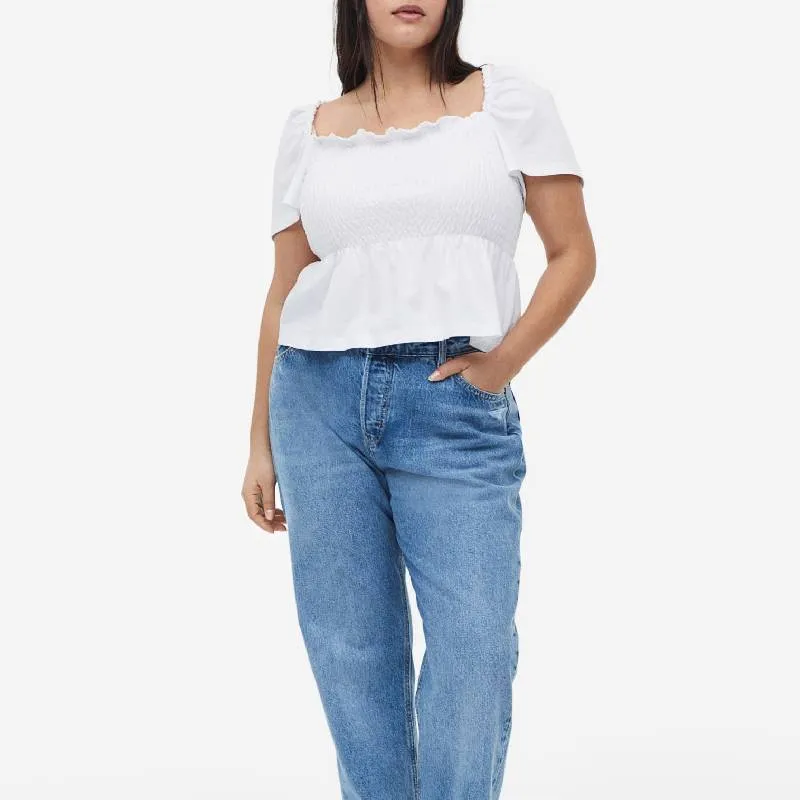 H&M ruched top, white