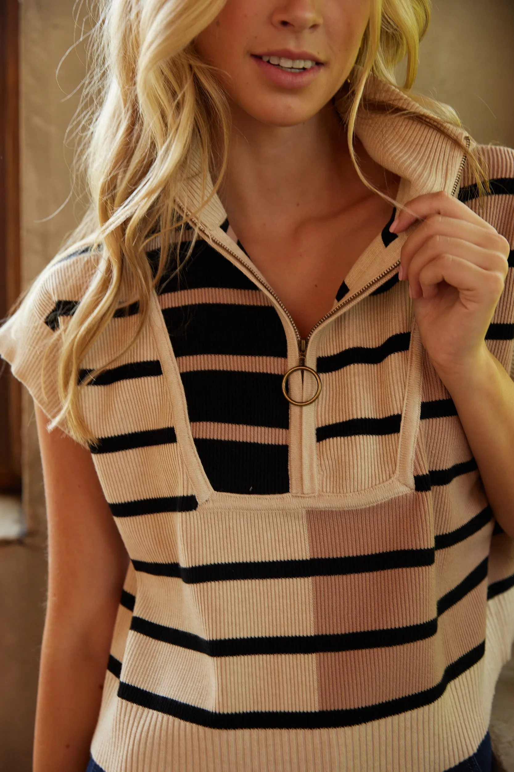 Jana Sleeveless Striped Sweater