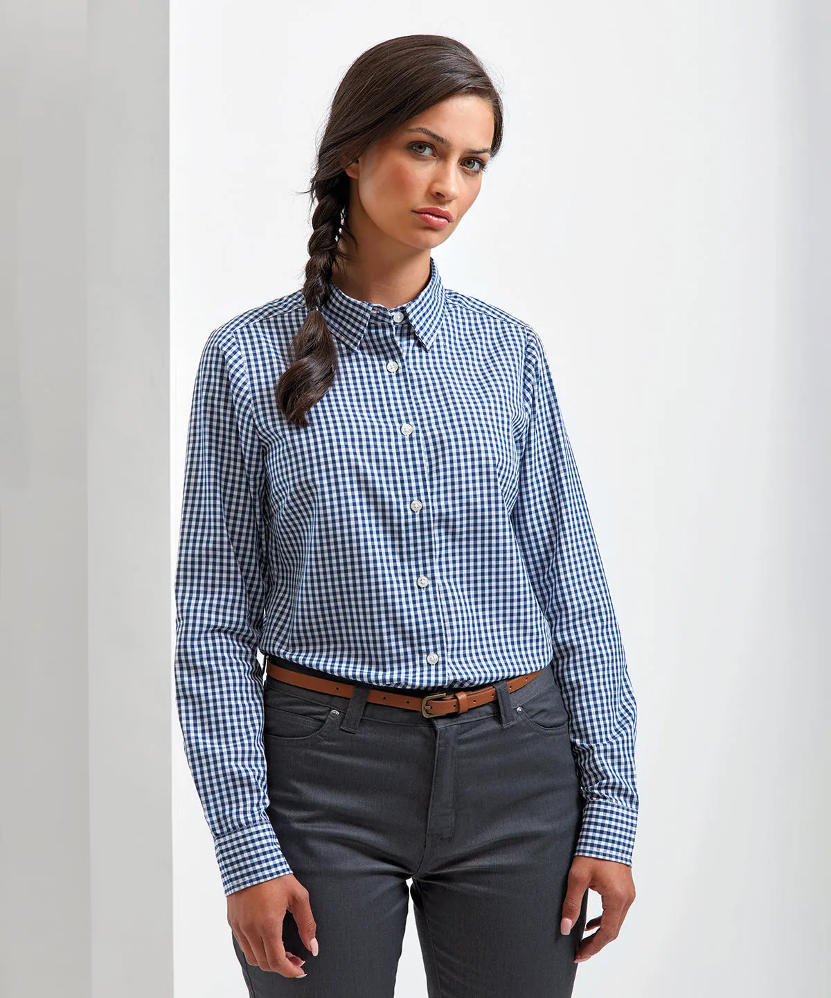 Light Blue/White - Women's Maxton check long sleeve shirt