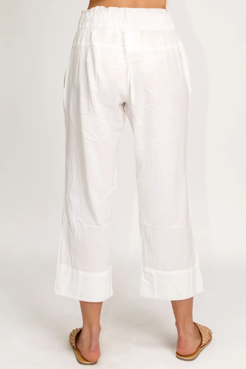 Lula Life Kona White Cropped Pant