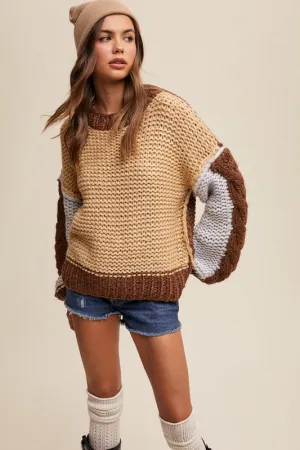 Mattie Crochet Color Block Sweater