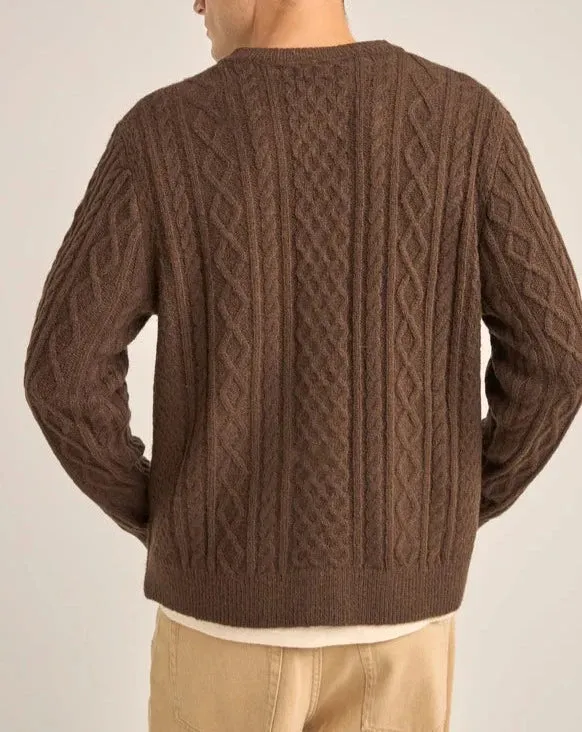 Mohair Cable Knit Cardigan in Brown