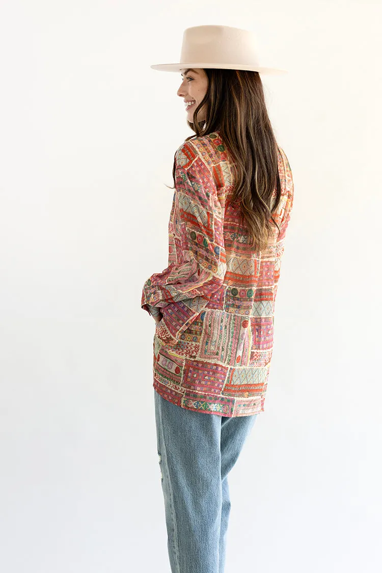 Multicolored Patchwork Print Blouse