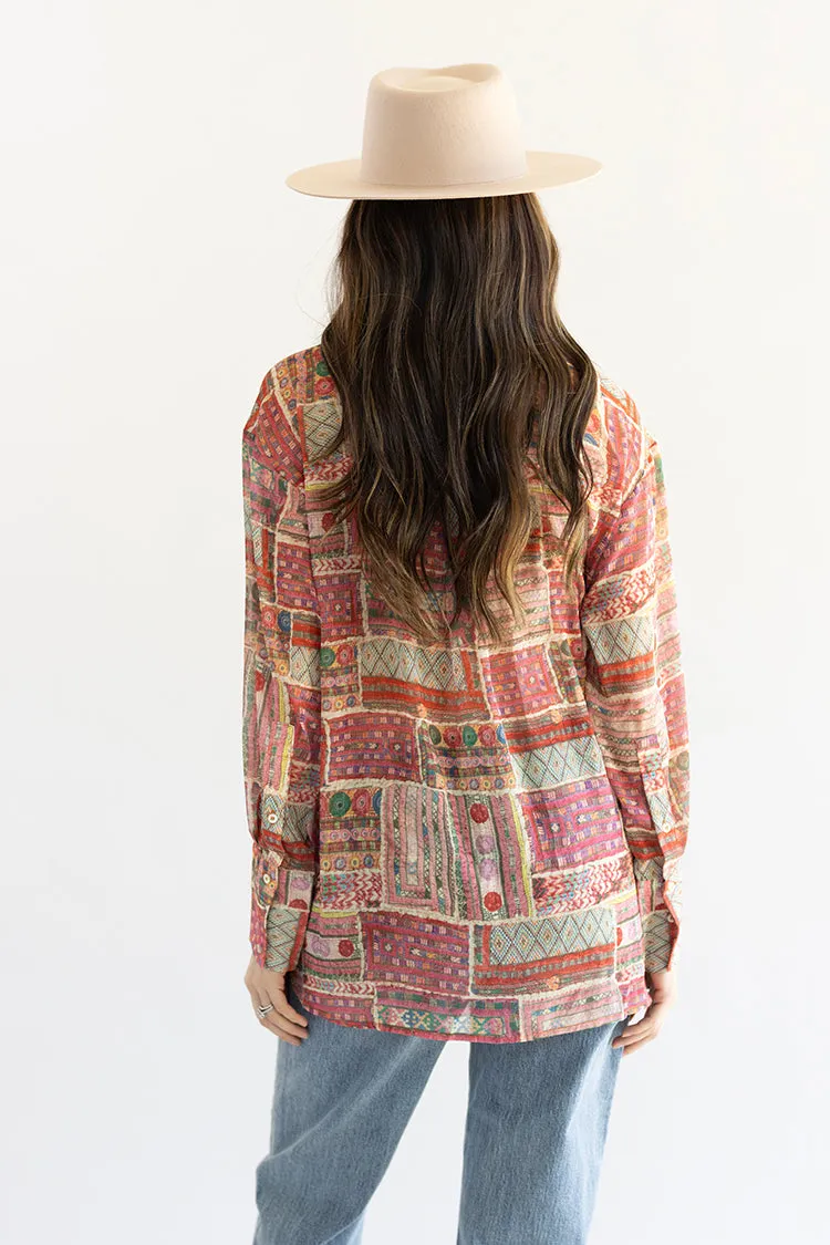 Multicolored Patchwork Print Blouse