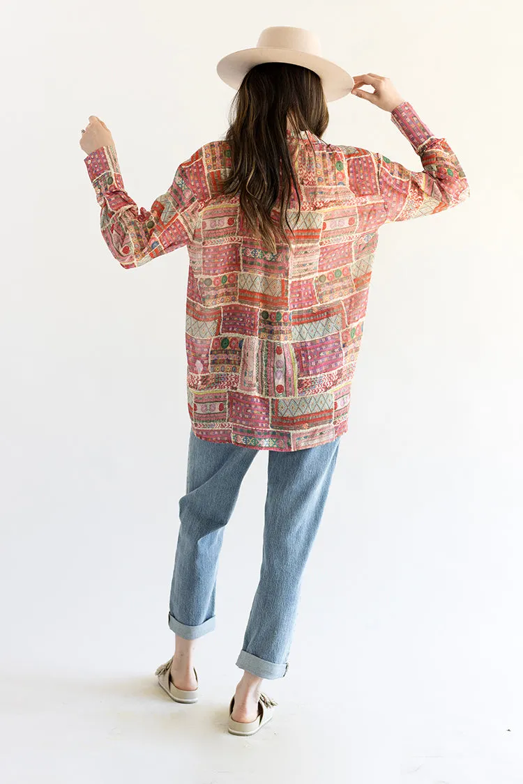 Multicolored Patchwork Print Blouse