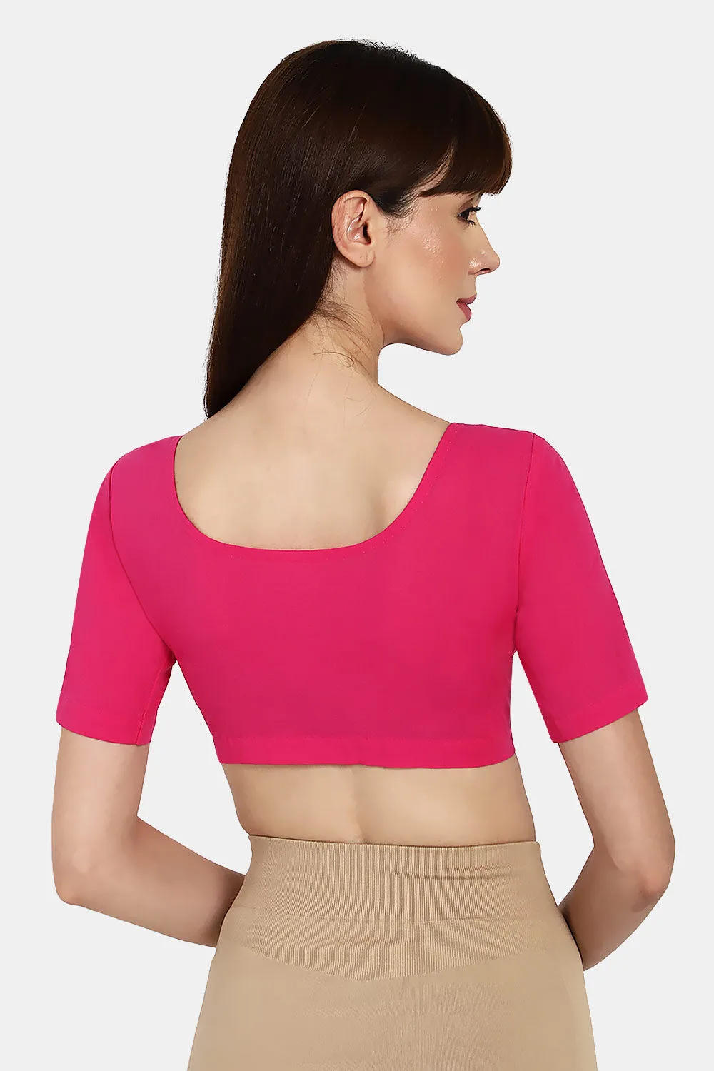 Naidu Hall Round neck long sleeve blouse - Fuchsia