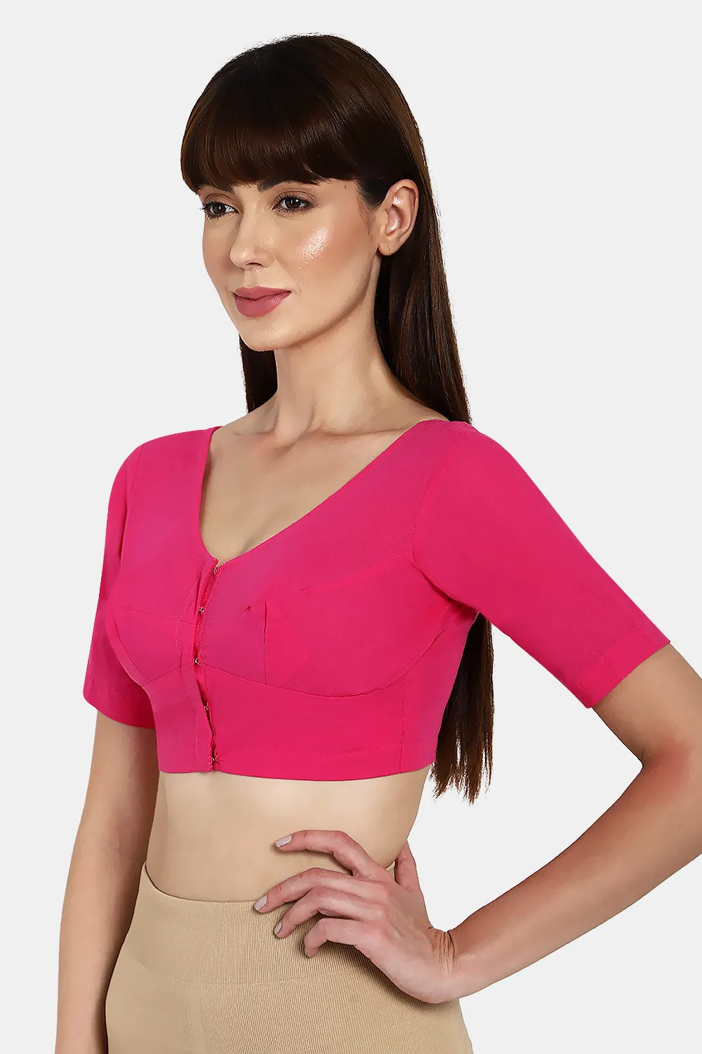 Naidu Hall Round neck long sleeve blouse - Fuchsia