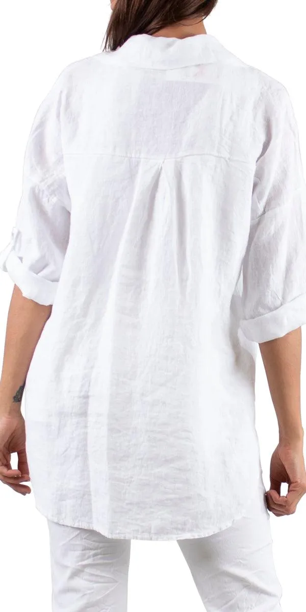 Navi Linen Button Down Top