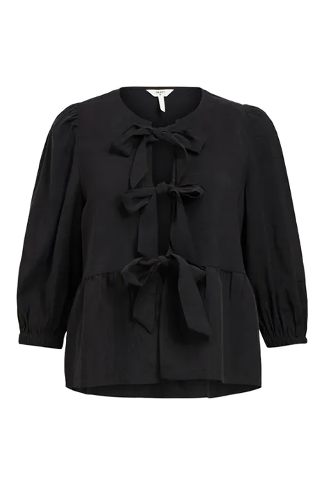 Object Anni Tie Front Black Blouse