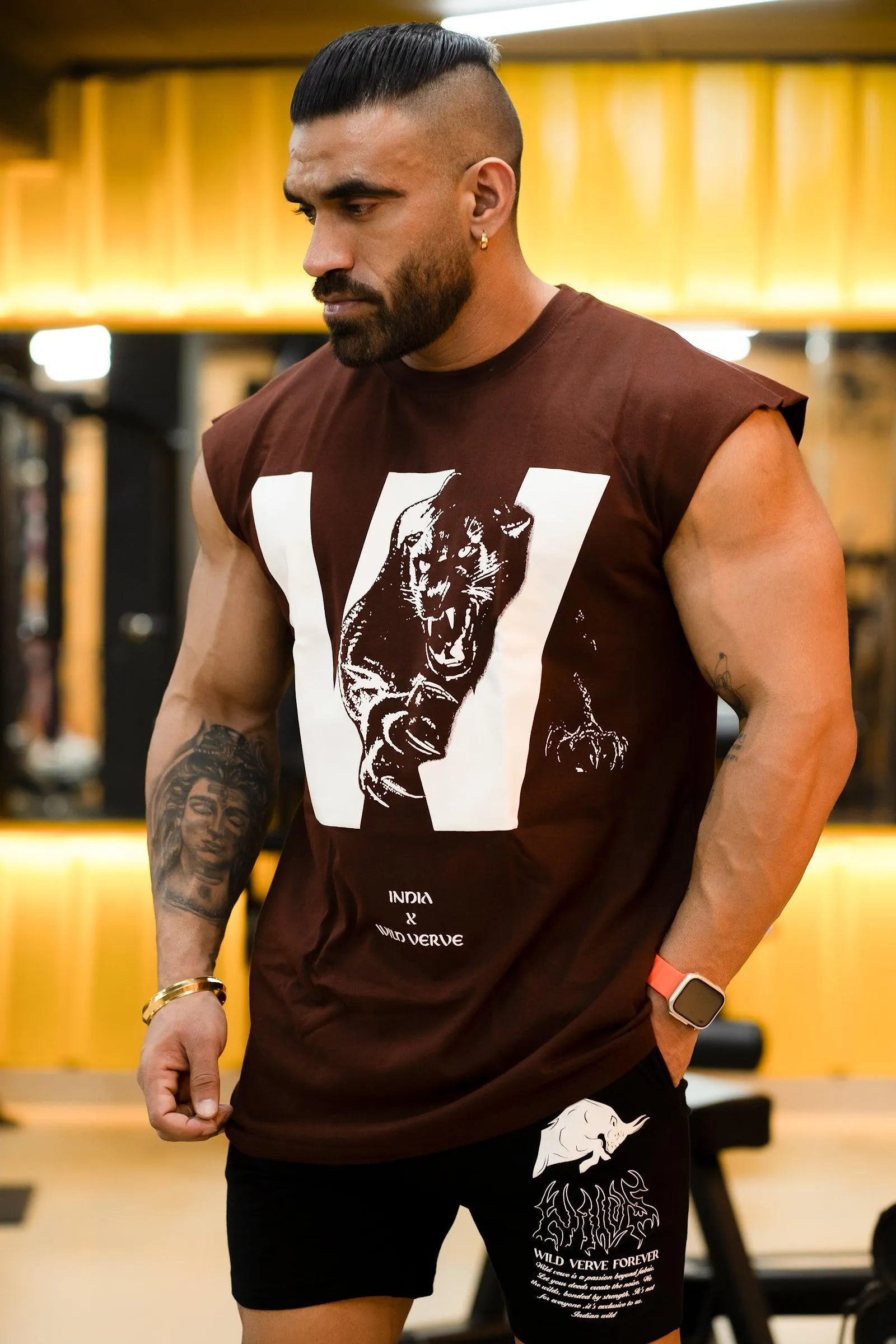 PANTHER W MUSCLE TEE (BROWN)