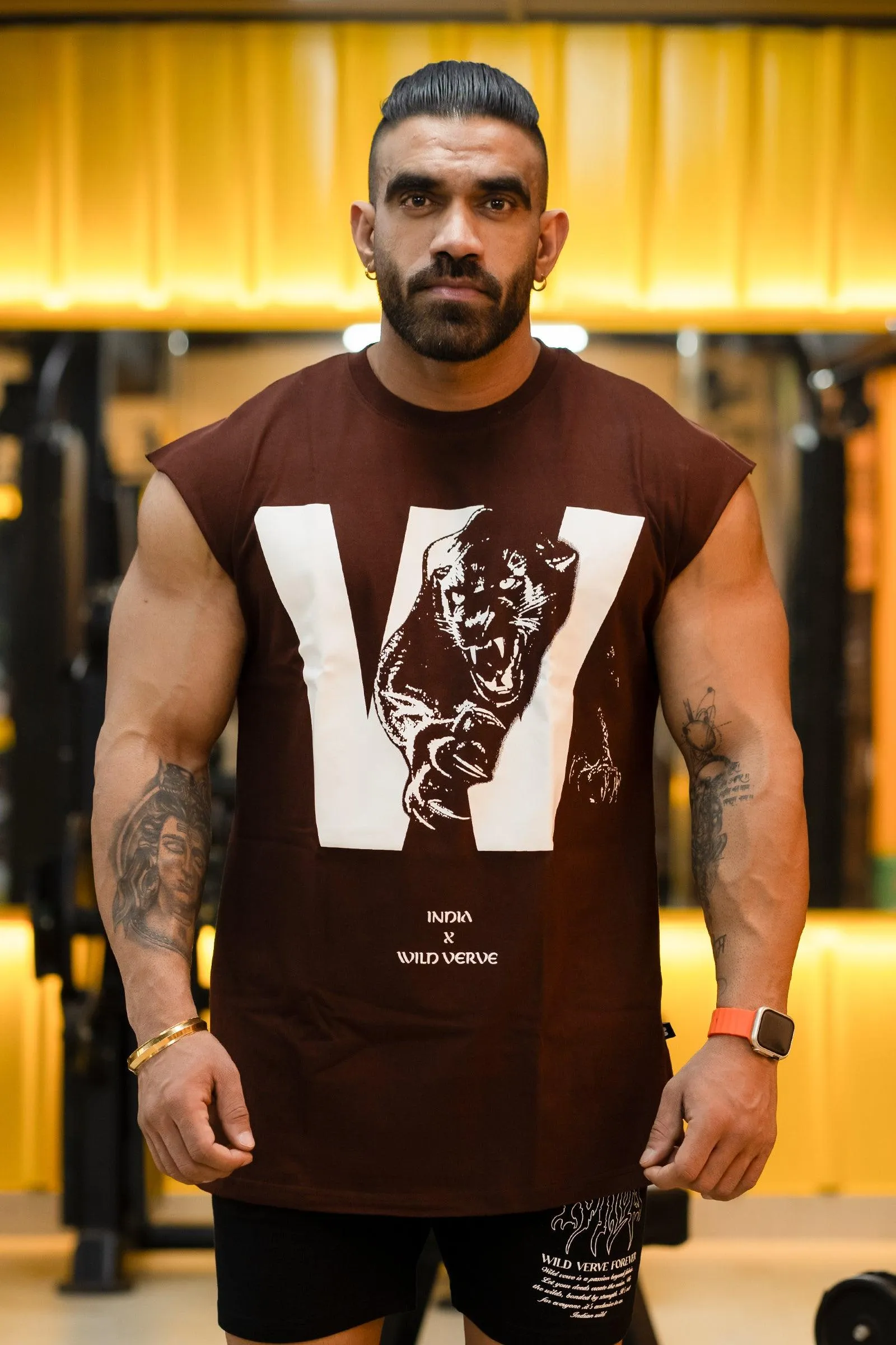 PANTHER W MUSCLE TEE (BROWN)