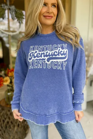 Scoop Hem Washed Kentucky Sweatshirt [S-3X]