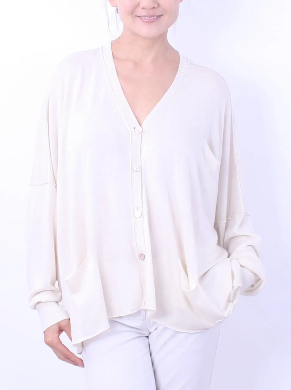 Silk Slouchy Pocket Cardigan