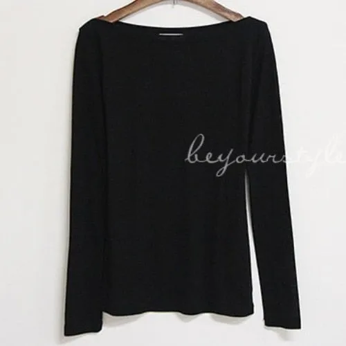 Spring Sexy Elastic Korean Style Skinny Slim Fit Long Sleeve Tops #2207