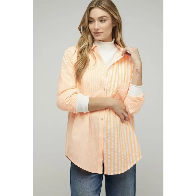 Striped Button Down Long Sleeve Shirt