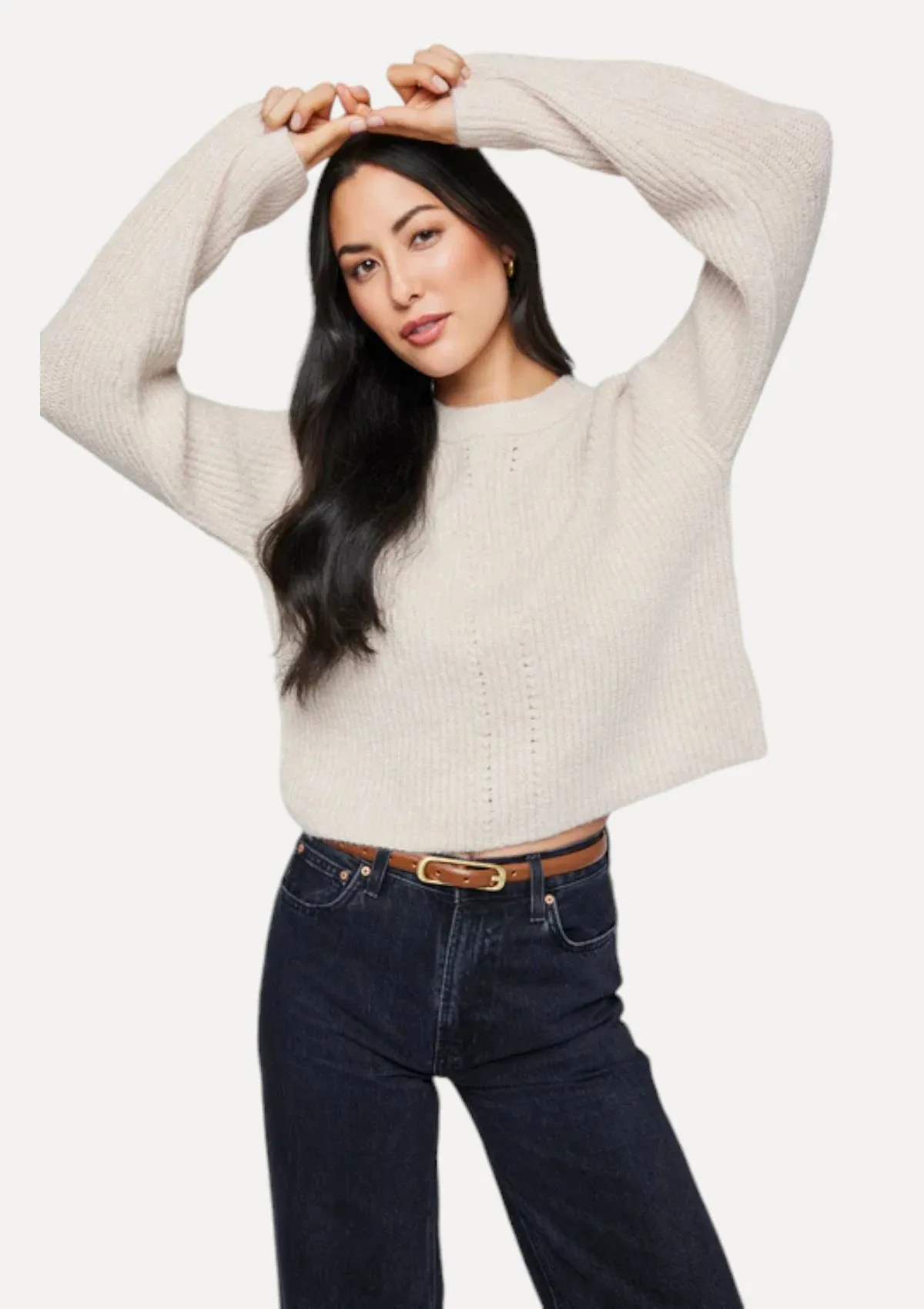 Tatlyn Relaxed Fit Crewneck Pullover - Bone