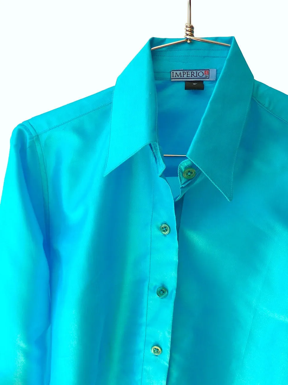 Thai Silk Button Down Shirt Assorted Blues