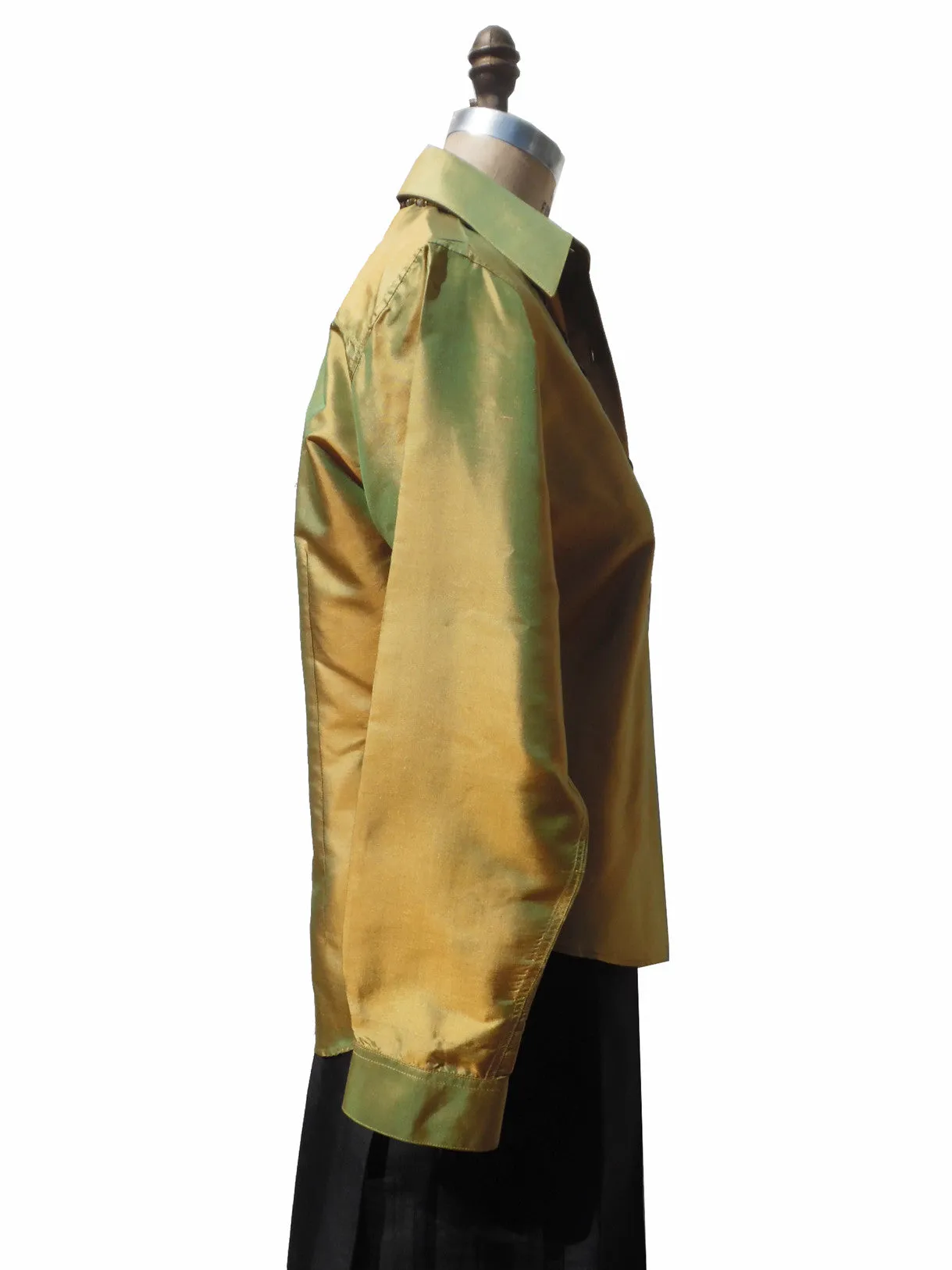 Thai Silk Button Down Shirt Avocado