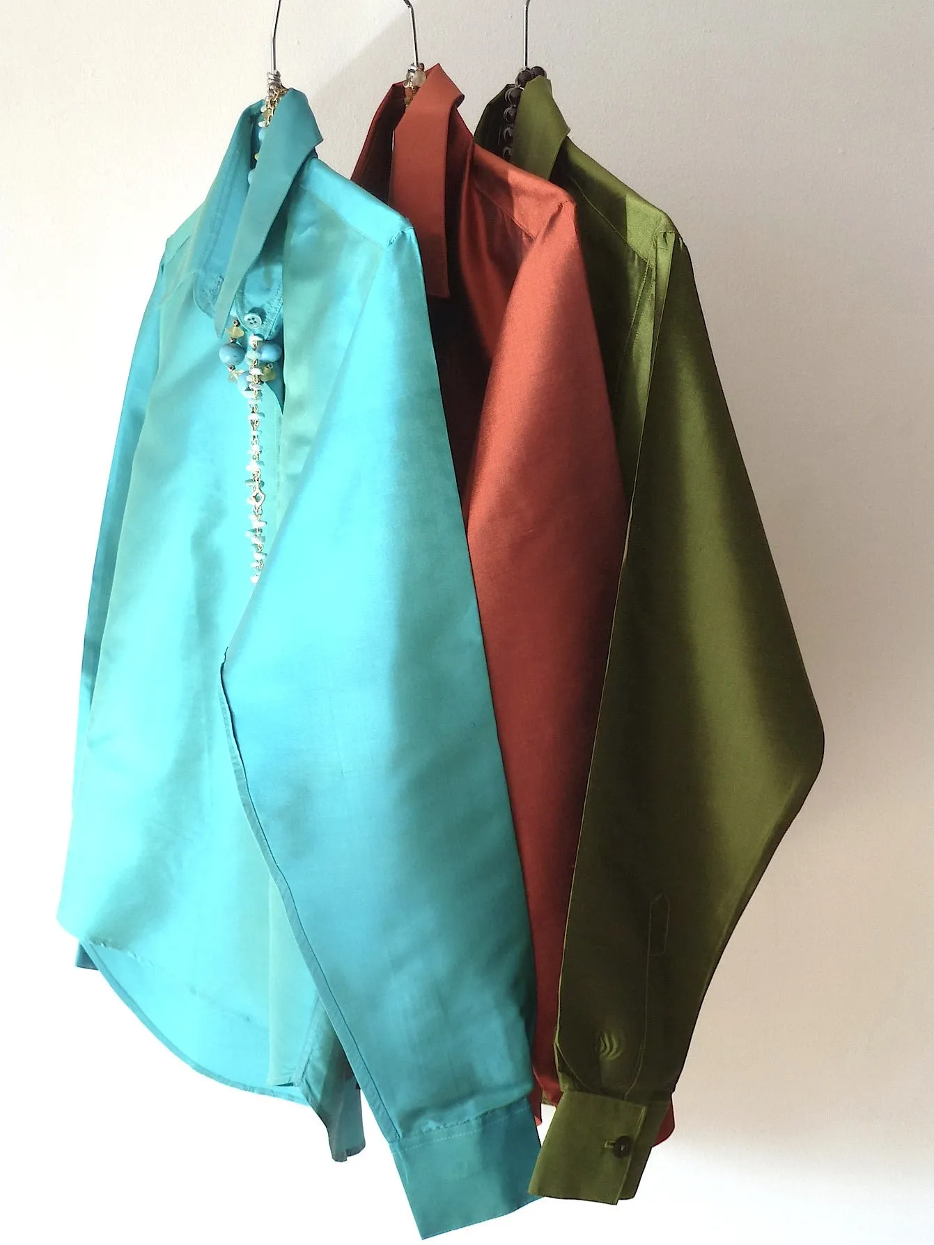 Thai Silk Button Down Shirt Blue Topaz