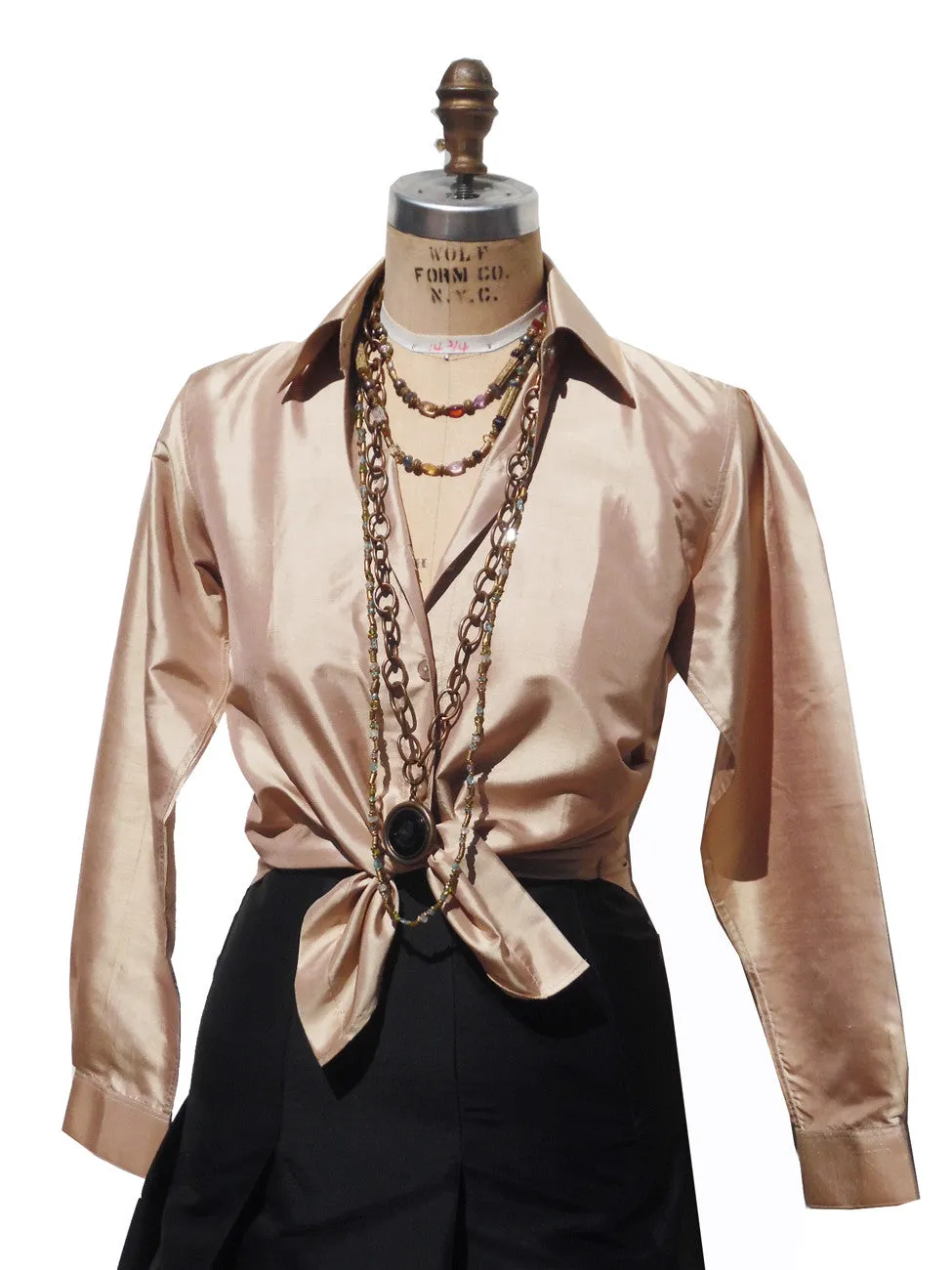 Thai Silk Button Down Shirt Champagne