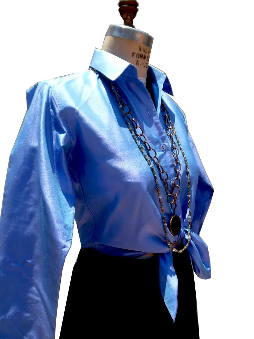 Thai Silk Button Down Shirt Periwinkle