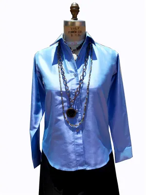 Thai Silk Button Down Shirt Periwinkle