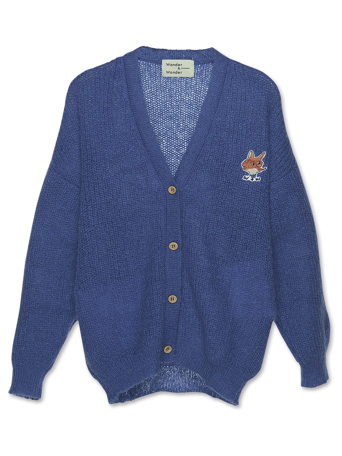 V NECK LOGO CARDIGAN-Periwinkle